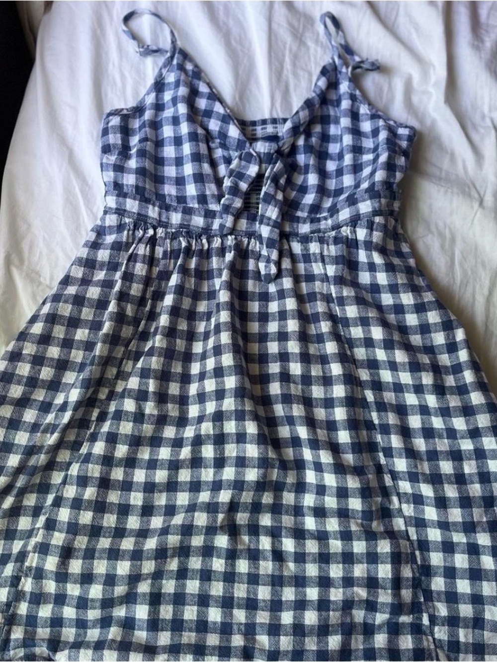Old Navy Navy & White Gingham Tie-Front Sundress